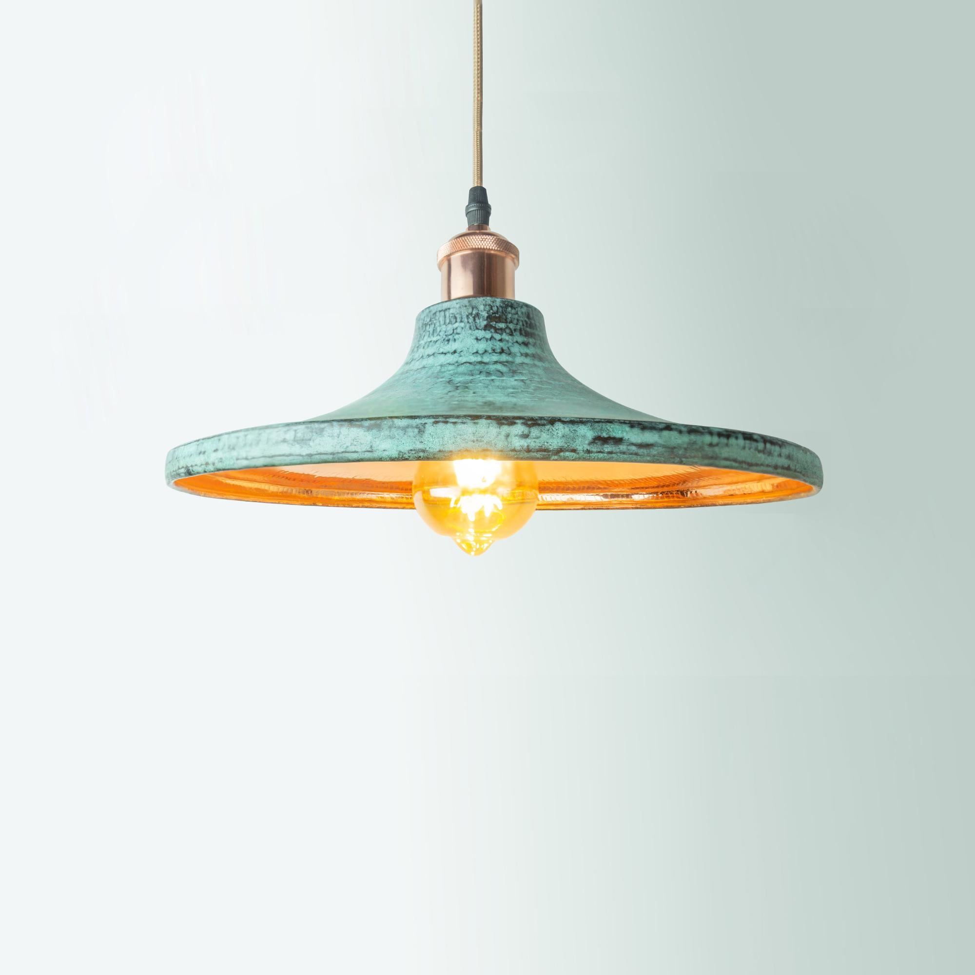 Abat-Jour En Cuivre Oxydé Uniquement - Éclairage D'îlot De Cuisine Martelé Lampe Industrielle Luminaire Art Déco