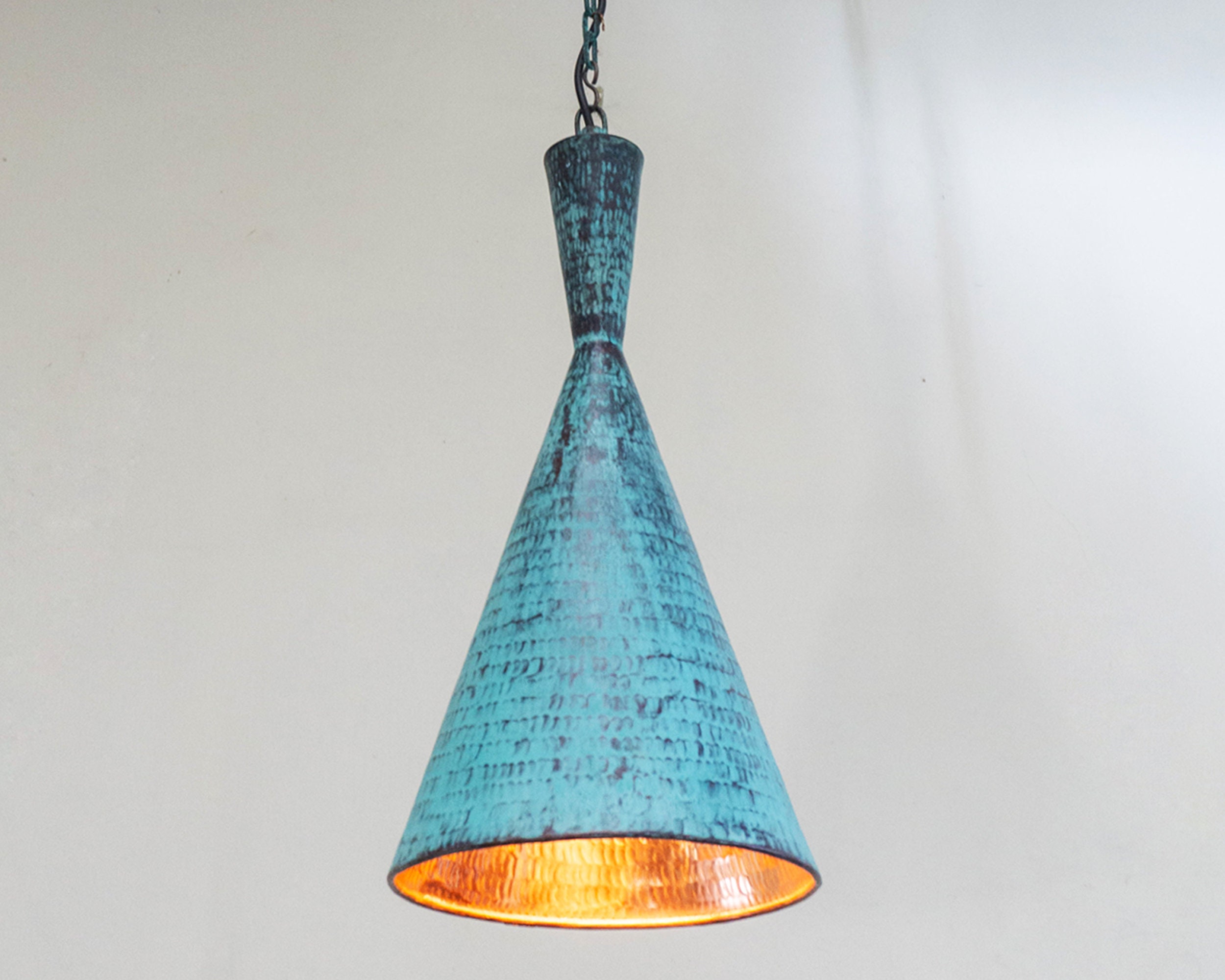 Oxidized Copper Pendant Light Fixture Hammered Copper Etsy
