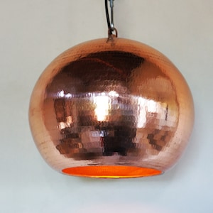 Polished Copper Pendant Light - Hammered Copper Light fixture - Copper Industrial Lamp - Copper Kitchen Island light -Copper Lampshade
