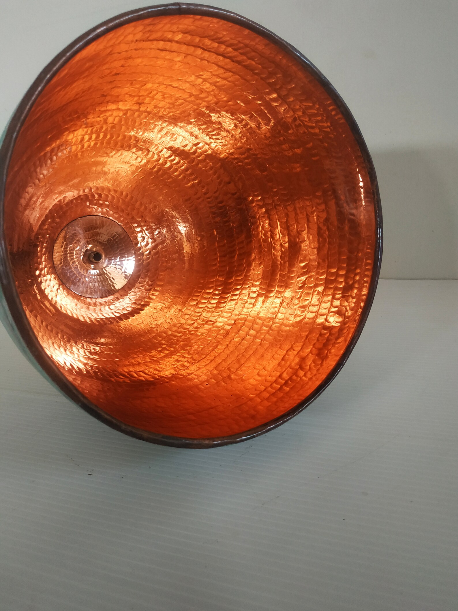 Oxidized Copper Pendant Light Hammered Copper Light Fixture Etsy