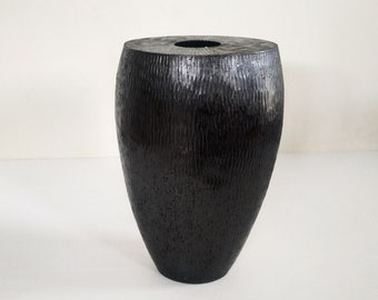 Small Black Copper  Flower Vase, - Copper Table Centerpiece - Metal Flower Vase - Floral Arrangement in Vase - Geometric Flower Vase