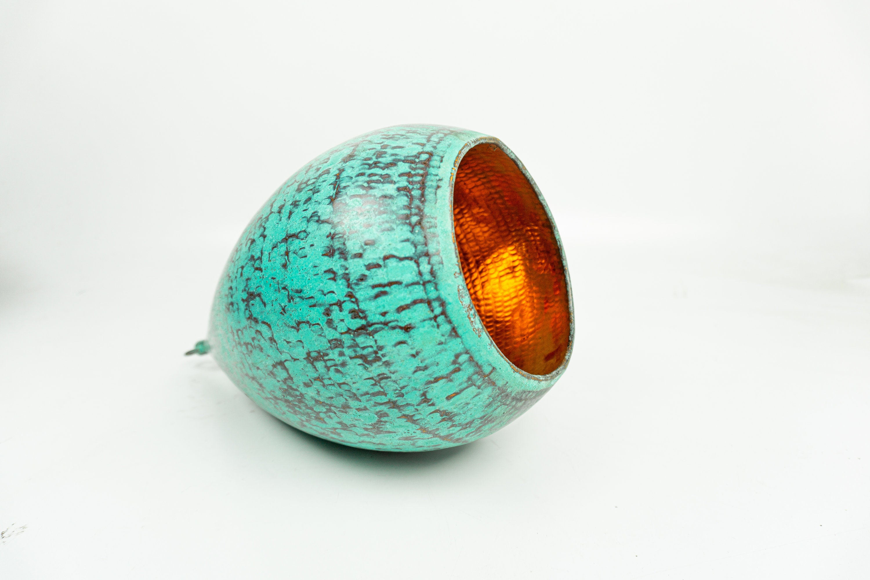 Oxidized Copper Pendant Light Green Patina Copper Light Etsy