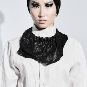 One of a kind Leather Necklace, Unique Leather Bib Necklace, Leather Collar, Statement Necklace, Avant Garde Handmade Leather Necklace, HAYA