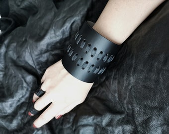 Braided Wide Leather Bracelet Cuff, Leather Wristband, Unisex Dark Wear Leather Accessories, Handcrafted Black Leather Cuff Bracelet by HAYA