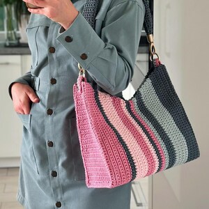 Everyday Crochet Shoulder Bag Pattern | City Crossbody Bag Tutorial | DIY Crochet Purse PDF | Modern Crochet Handbag | Polyester Cord Bag