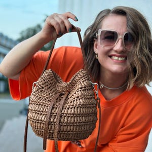 Crochet raffia bag tutorial, Summer bag PDF pattern, Crochet bag pattern, DIY Raffia purse class, Crochet handbag course, Beginner-friendly
