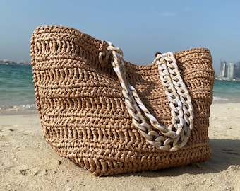 Patrón de bolso de crochet / Bolso de rafia de crochet / Bolso de crochet de verano / Patrón de bolso de rafia bohemio / Tutorial de bolso de crochet