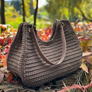 Madlen virkad väska | Mönster för axelväska | Mönster för stor väska i PDF-format | DIY virkad handväska | Handledning för virkad crossbody-väska