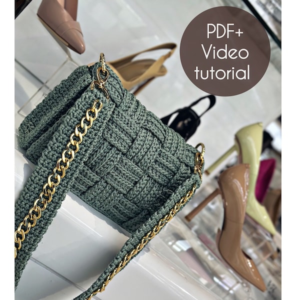 Crossbody bag pattern Crochet bag pattern Crochet purse pattern Bag pdf pattern Knitting bag pattern Knitting project bag pattern tutorial