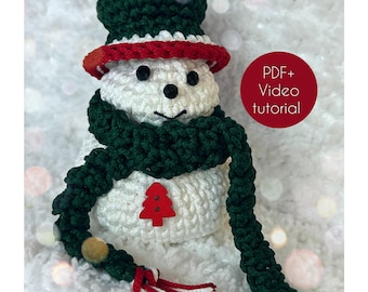 PDF Crochet Snowman Pattern | DIY Christmas Decor | Easy Holiday Tutorial | Handmade Winter Decoration Gift Idea