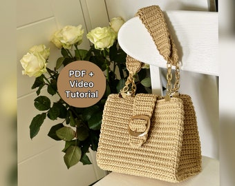 Crossbody bag pattern Crochet bag pattern Crochet purse pattern Bag pdf pattern Knitting bag pattern Knitting project bag pattern tutorial
