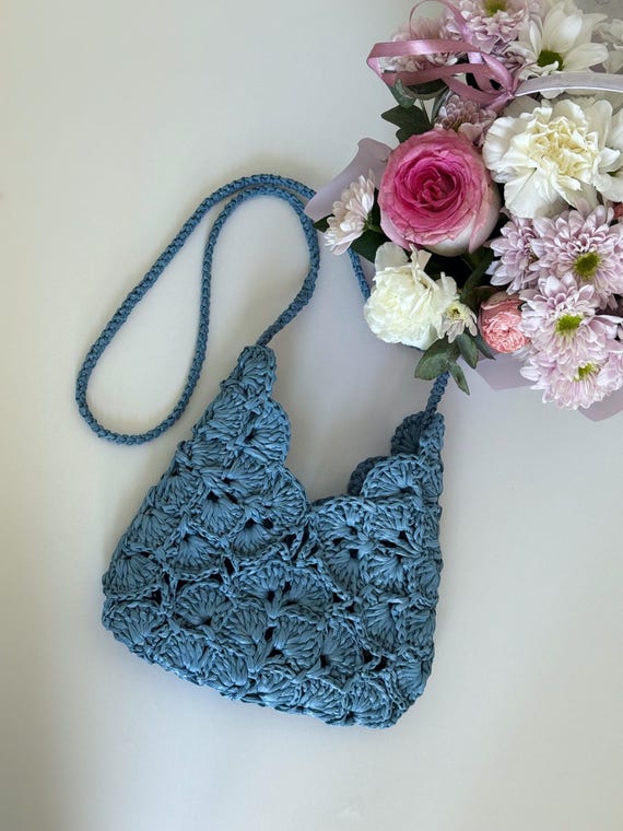 Raffia Bag Pattern | Crochet Raffia Purse Tutorial | Summer Crochet Bag PDF | Granny Square Raffia Bag
