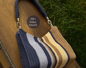 Crossbody bag pattern Crochet bag pattern Crochet purse pattern Bag pdf pattern Knitting bag pattern Knitting project bag pattern tutorial