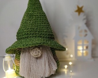 Crochet gnome pattern for Christmas, Crochet holiday decor and handmade gifts, Amigurumi pattern, Christmas gnome ornament, Crochet plushie