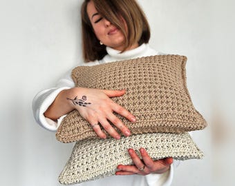Crochet Pillow Pattern PDF + Video Tutorial Crochet Cushion Cover Modern Crochet Home Decor Handmade Crochet Pillow Case DIY Crochet Cusion