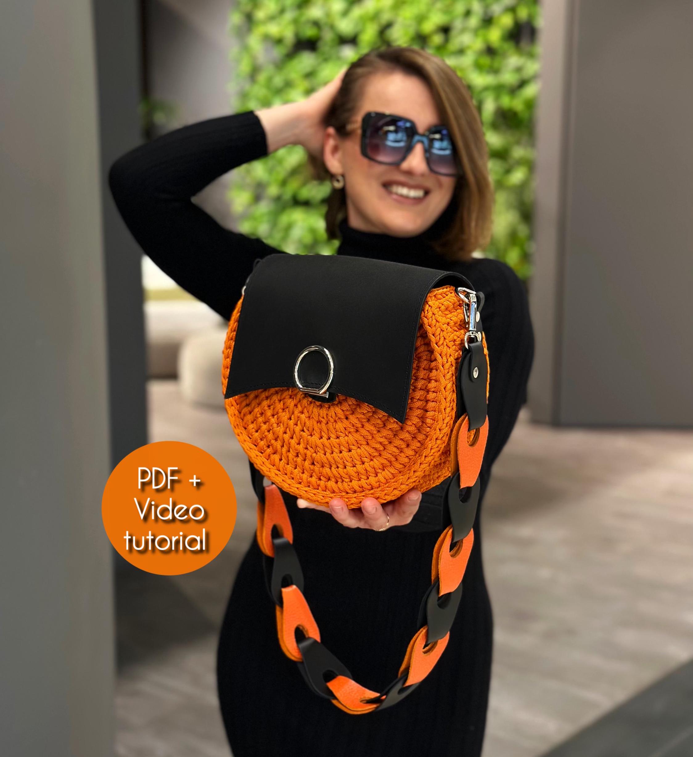 Crochet bag pattern Crossbody bag pattern Crochet purse pattern Bag pdf pattern Knitting bag pattern Knitting project bag pattern tutorial