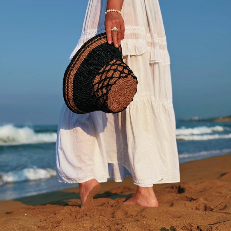 Raffia Bucket Hat Pattern | Crochet Raffia Hat Tutorial | Summer Beach ...