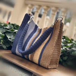 Modello per borsa strutturata all'uncinetto / Tutorial per borsa moderna all'uncinetto / Borsa fai da te all'uncinetto in formato PDF / Borsa portaoggetti / Borsa in cordino di poliestere