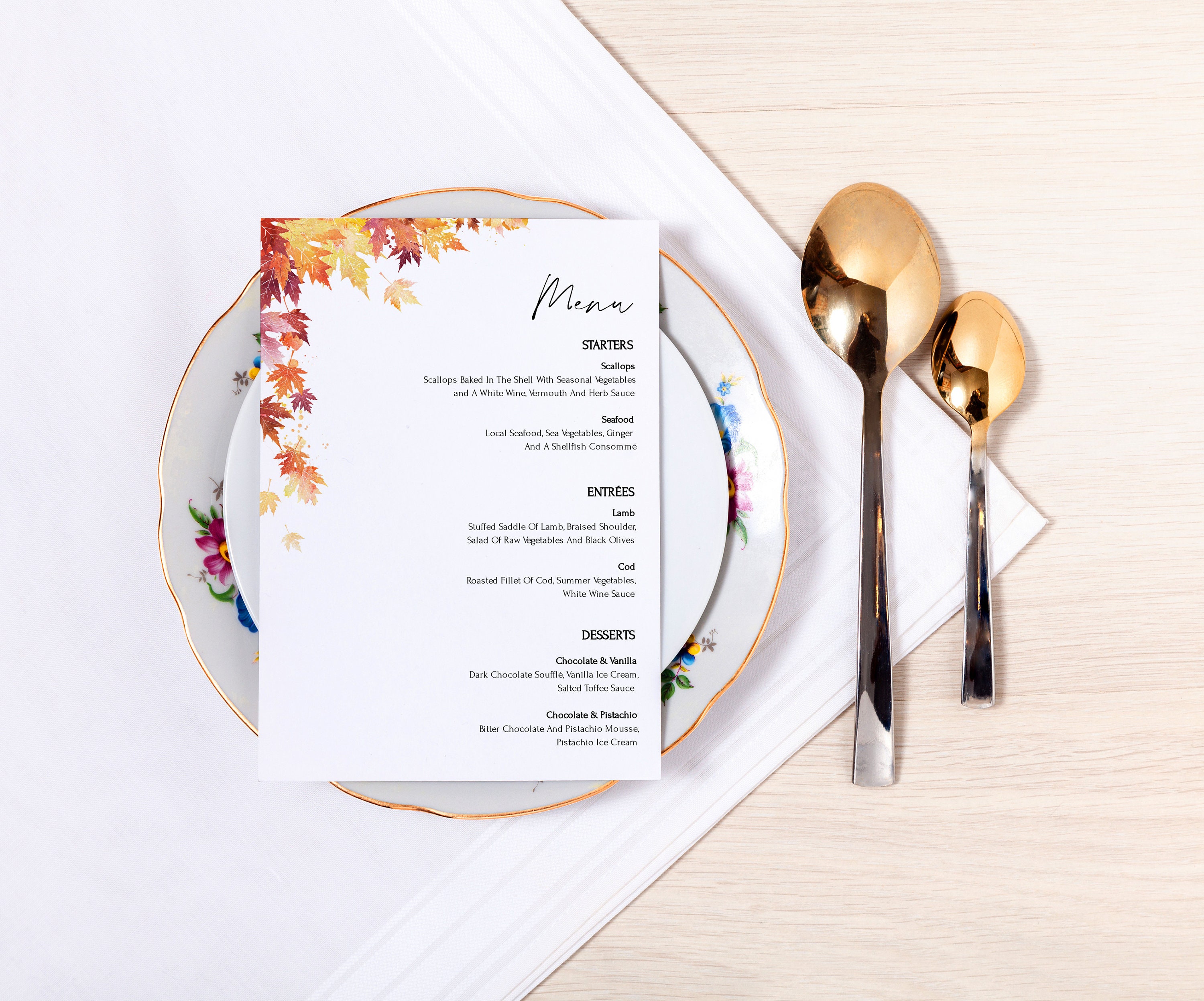 Editable Autumn Menu Template FALL DINNER MENU Printable Etsy