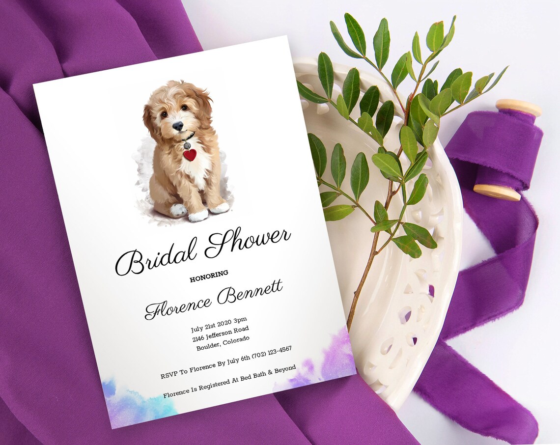 Printable Animal Bridal Shower Invitation Template DOG BRIDAL Etsy