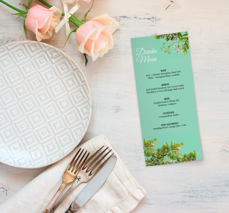 Forest Menu Template WOODLAND DRINKS MENU Bewerkbaar Groen Etsy Nederland