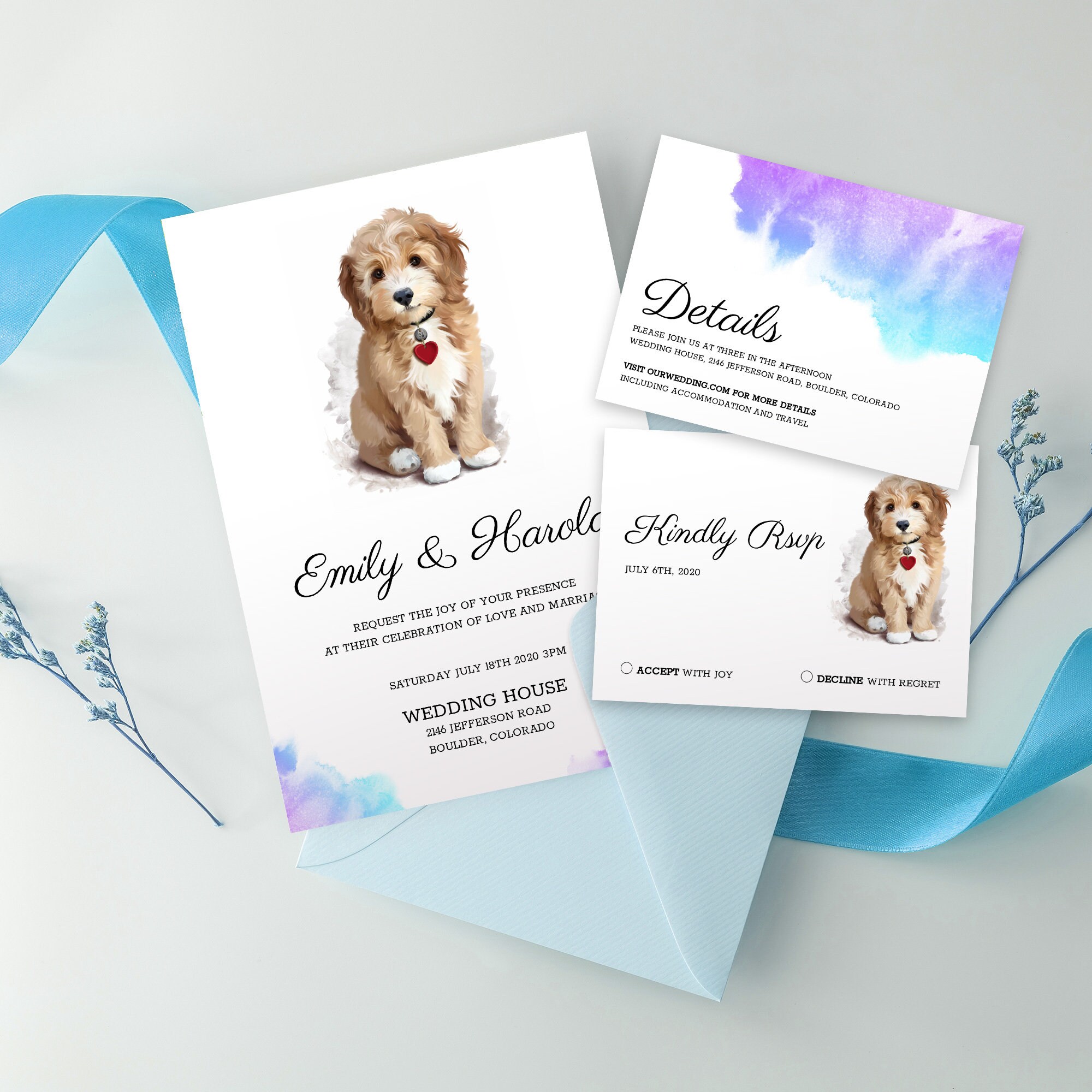 PRINTABLE DOG WEDDING Invite Editable Wedding Invitation - Etsy UK