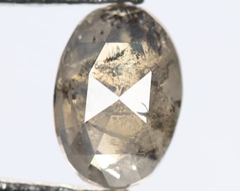 Diamante natural suelto de 0,44 ct, 5,7 x 4,0 x 2,3 mm, talla ovalada, color sal y pimienta, pulido, ideal para anillos, R1665