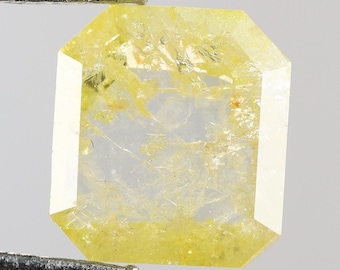 Diamante natural suelto, pulido, plano, talla esmeralda, color amarillo, 1,00 ct, 6,4 x 5,8 x 2,0 mm. Piedra de nacimiento. R1786