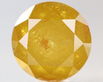 Anillo de diamantes sueltos naturales de 0,64 ct (4,8 x 4,0 mm), talla brillante, color amarillo, talla redonda, facetado, R2520
