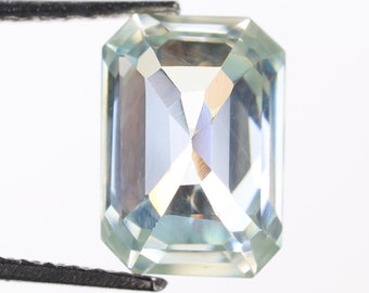 1.46 Ct, 8.3 X 5.9 X 3.4 MM, Emerald Shape Light Green Color Loose Beautiful Moissanite, Loose Moissanite Jewelry, Moissanite Rings, R3104