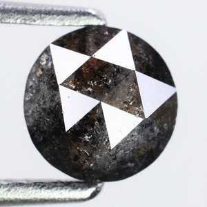 0.97 Ct, 6.5 X 2.8 MM, Round Shape Rose Cut Fancy Black Color Natural Loose Beautiful Diamond For Engagement Rings Valentine&#39;s Gifts, R3414