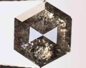 1.13 Ct, 7.0 X 6.4 X 3.1 MM, Hexagon Shape Black Color Natural Loose Beautiful Diamond, Mine Cut Diamond, Fancy Antique Diamond Ring, R2443