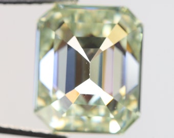 3.42 Ct, 10.2 X 8.4 X 4.7 MM, Emerald Shape Light Green Color Loose Beautiful Moissanite, Loose Moissanite Jewelry, Moissanite Rings, R2284