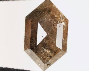 2.20 Ct, 10.6 X 6.4 X 4.0 MM, Brown Black Color Hexagon Shape Natural Loose Beautiful Diamond, Mine Cut Diamond, Real Crystal Ring, R2342