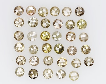 Diamante natural suelto de 2,94 ct, 2,6 x 1,4 mm, talla rosa redonda, color amarillo mixto, hermoso diamante pulido al por mayor, piedra natal, R1661