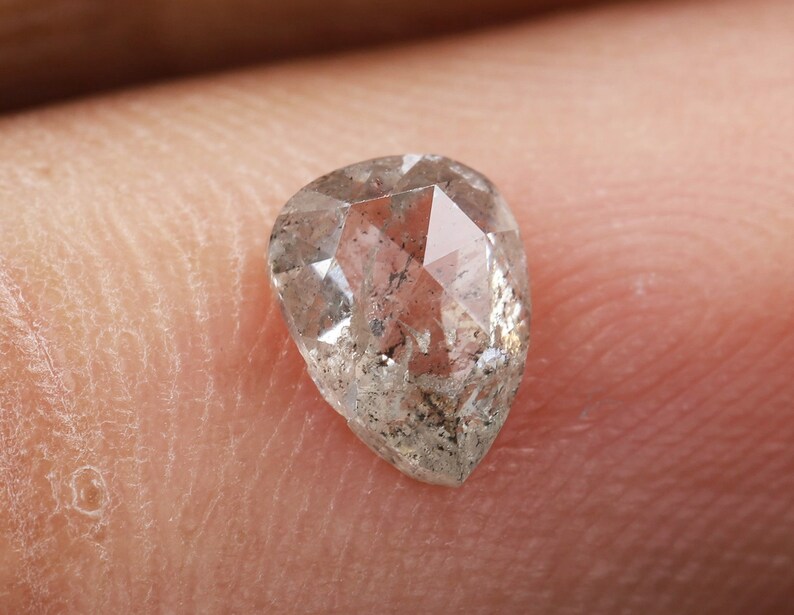 R167 0.53 Ct Fancy Rustic Diamond 6.0 X 4.4 X 2.3 MM Use For Making Jewelry Pear Shape Greenish Color Natural Loose Beautiful Diamond