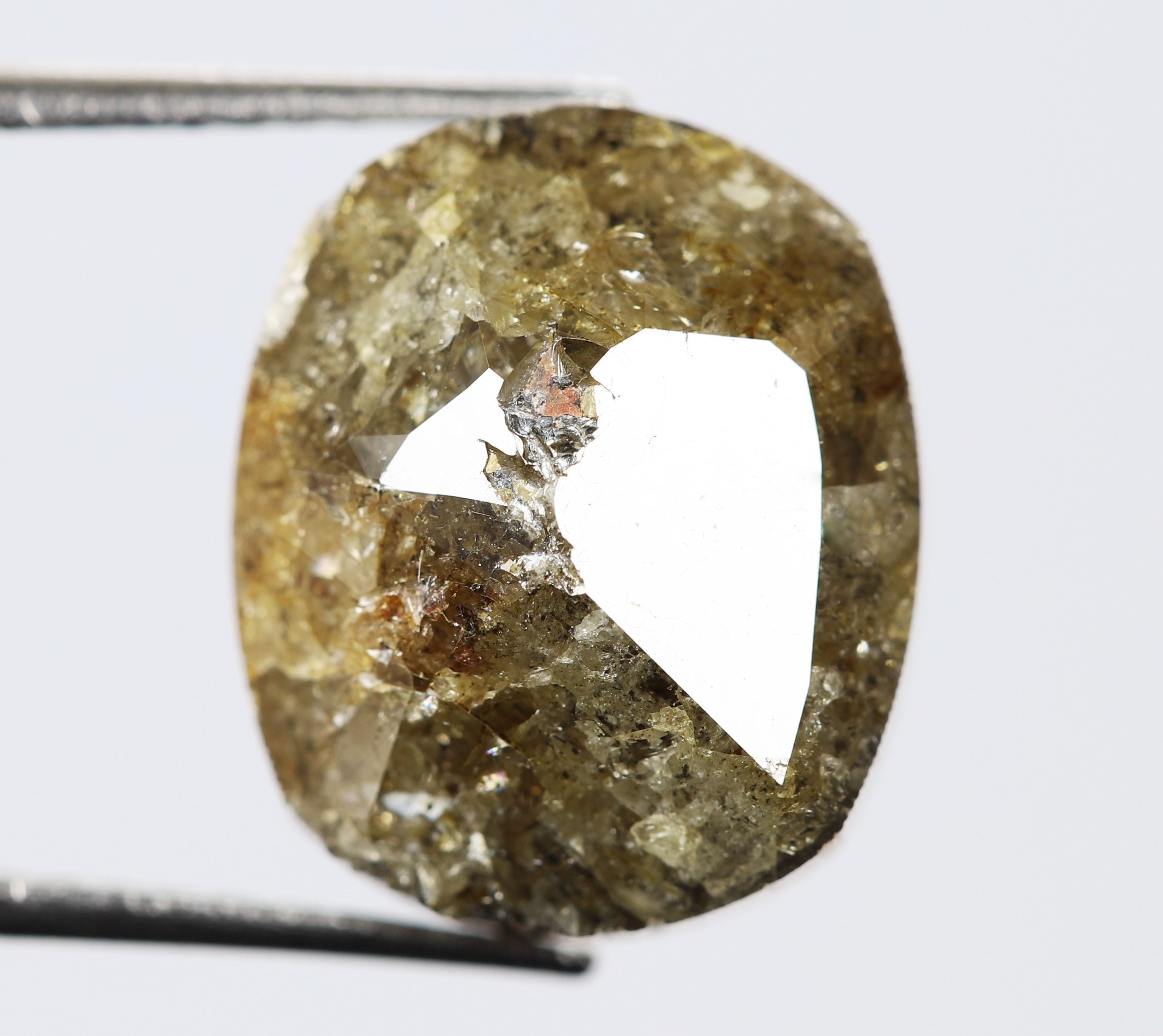 6.41 Ct, 12.0 X 10.1 X 5.0 MM, Brown Green Color Rough Oval Shape