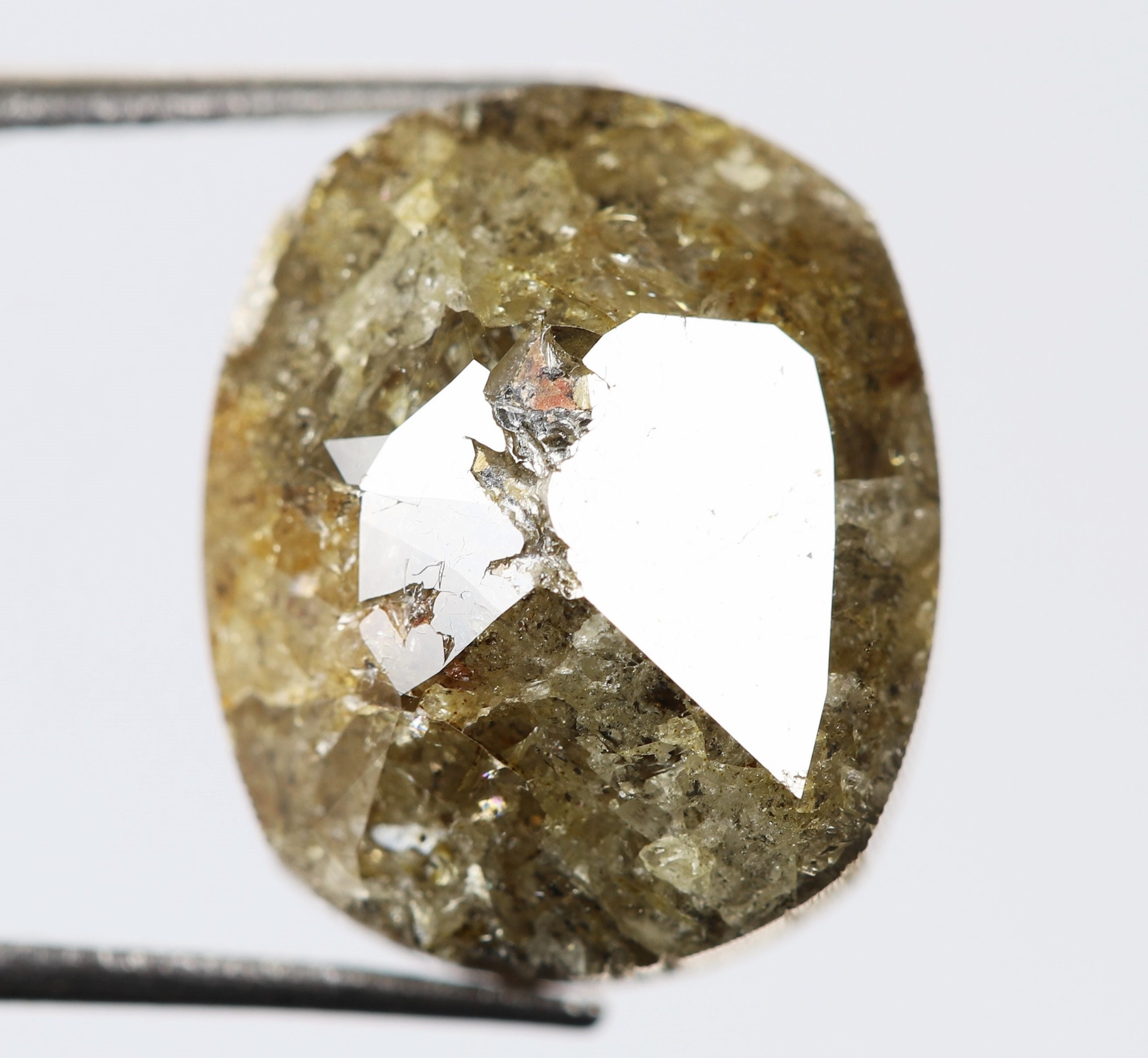 6.41 Ct, 12.0 X 10.1 X 5.0 MM, Brown Green Color Rough Oval Shape