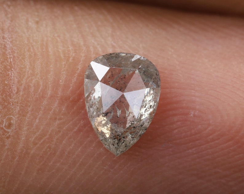 R167 0.53 Ct Fancy Rustic Diamond 6.0 X 4.4 X 2.3 MM Use For Making Jewelry Pear Shape Greenish Color Natural Loose Beautiful Diamond