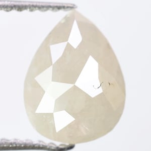 Diamante naturale rustico sciolto a taglio rosa a forma di pera, 1,60 ct, 9,1 x 6,9 x 3,2 mm, colore grigio ghiaccio fantasia / R4439