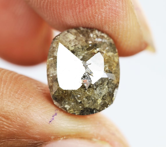 6.41 Ct, 12.0 X 10.1 X 5.0 MM, Brown Green Color Rough Oval Shape