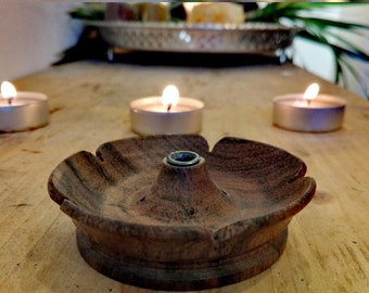 Porte encens en bois Lotus