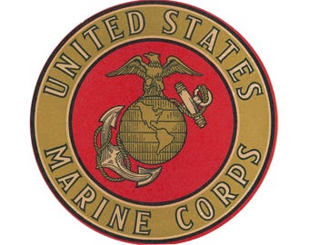 USMC Round Luggage Label • World War II Era • United States Marine Corps Emblem