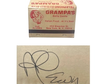Grampa’s Bella Gente Matchbook • 1980s NYC • Signed by Al Lewis