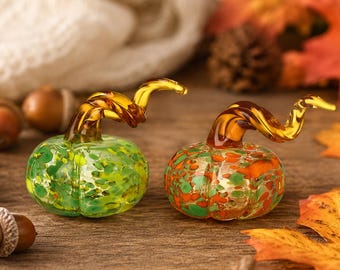 Miniature Glass Autumn Pumpkin Squash Collectible Ornaments