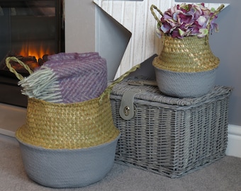 Seagrass Baskets Grey Dipped