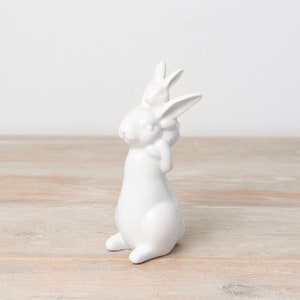 White Ceramic Bunny Rabbit Shoulder Ride Ornament