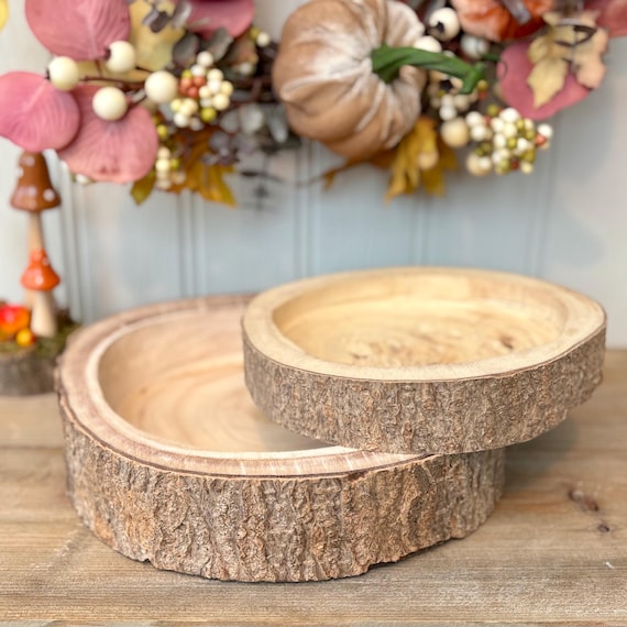 Wooden Log Slice Display Stands Rustic Log Slice Bowl Natural