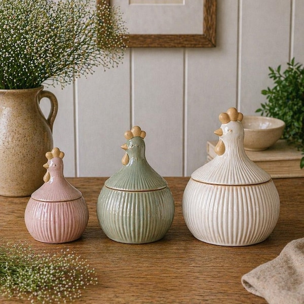 Porcelain Chicken Storage Jars
