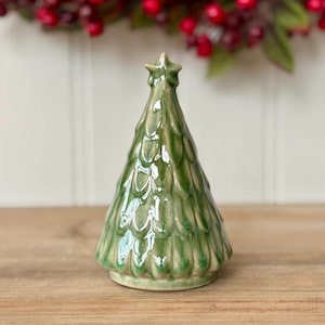 Green Glazed Ceramic Christmas Tree Ornament